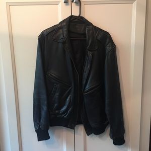 Leather bomber jacket
